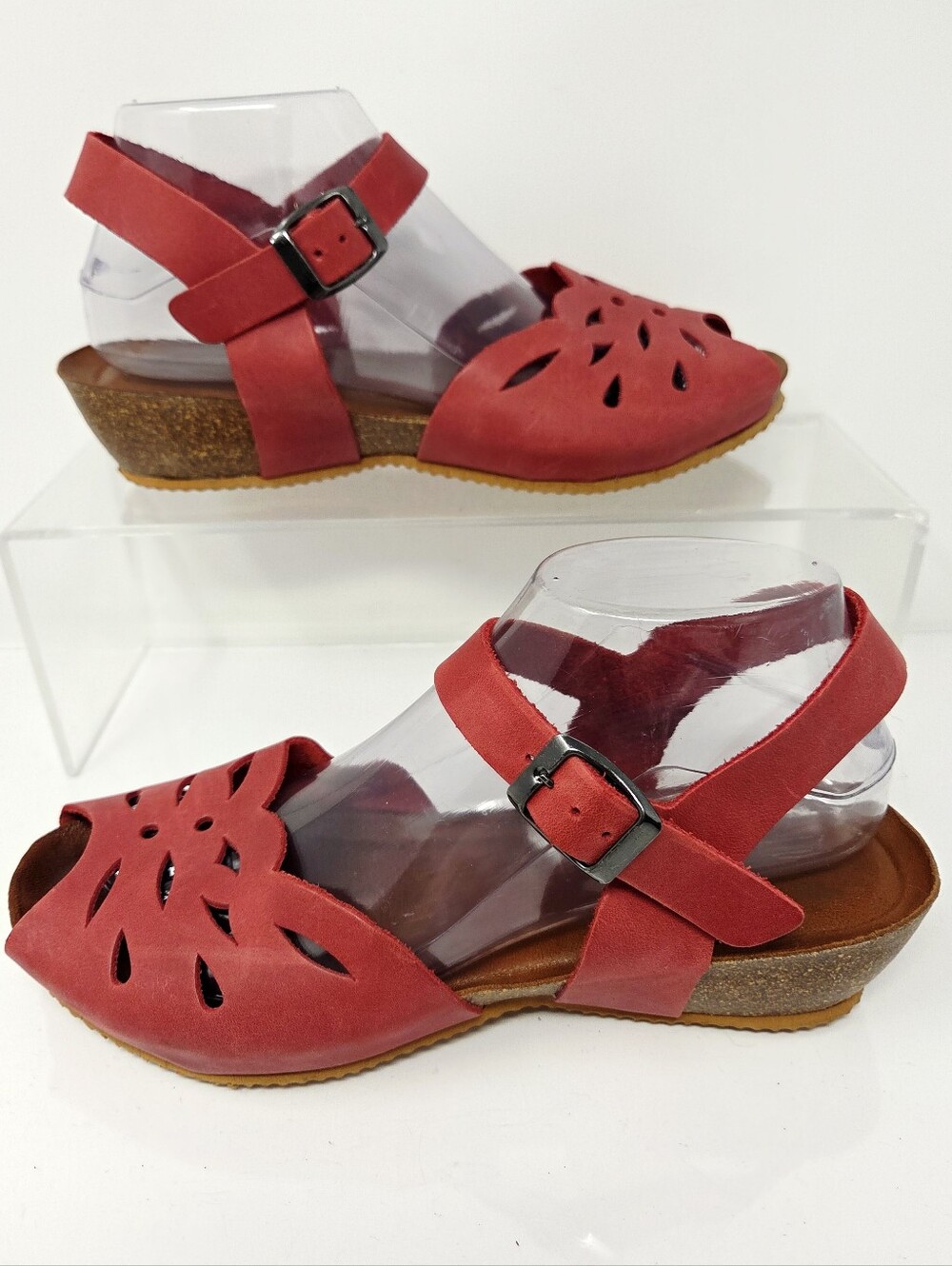 DNA Red Leather Cutout Slingback Sandals EU 40 US 9 Boho Comfort